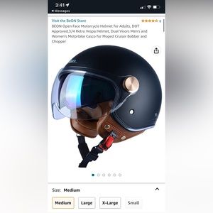 Beon open face motorcycle helmet for adults, dot approved 3/4 retro Vespa helmet